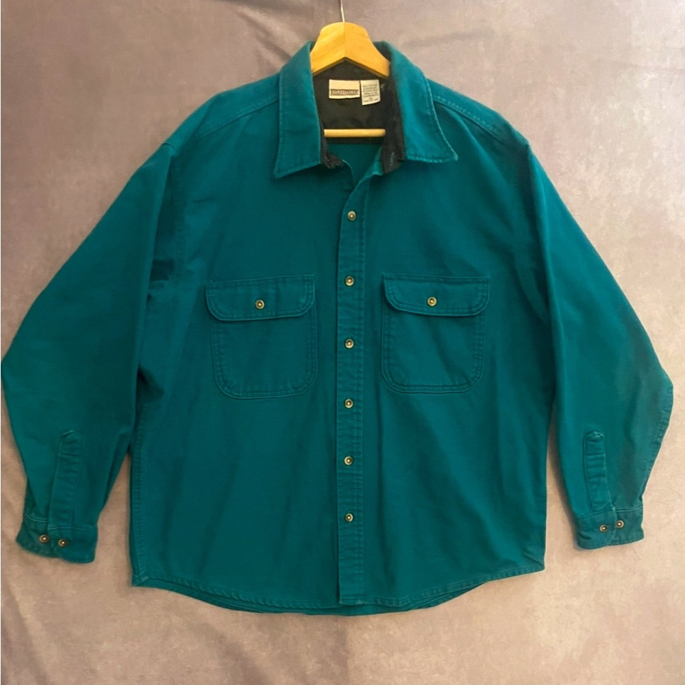 Vintage Field & Stream Men’s Flannel Heavyweight Chamois Cloth Shirt Teal XL